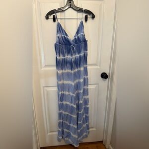 QED LONDON Women’s Blue & White Striped Tie Dye Sleeveless Maxi Dress Size M